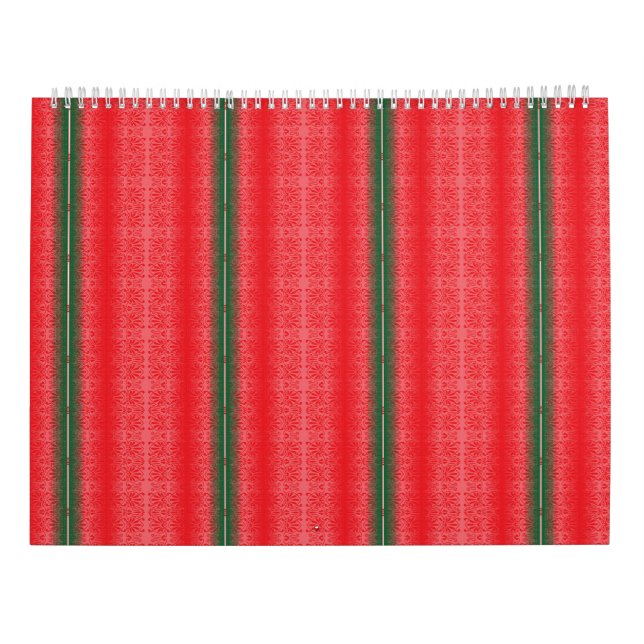 a red and green striped background calendar (Back)
