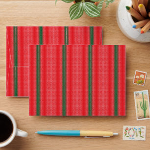 a red and green striped background envelope