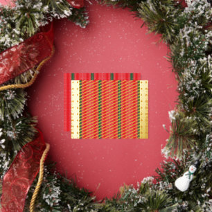 a red and green striped background foil holiday postcard