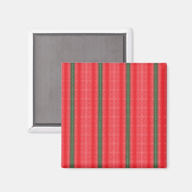 a red and green striped background magnet (Front/Back)