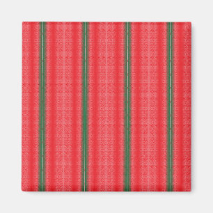 a red and green striped background magnet
