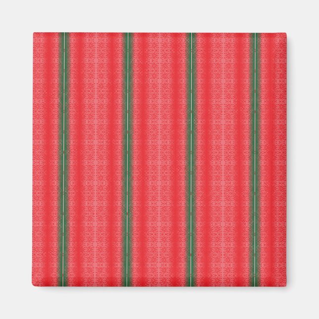 a red and green striped background magnet (Front)