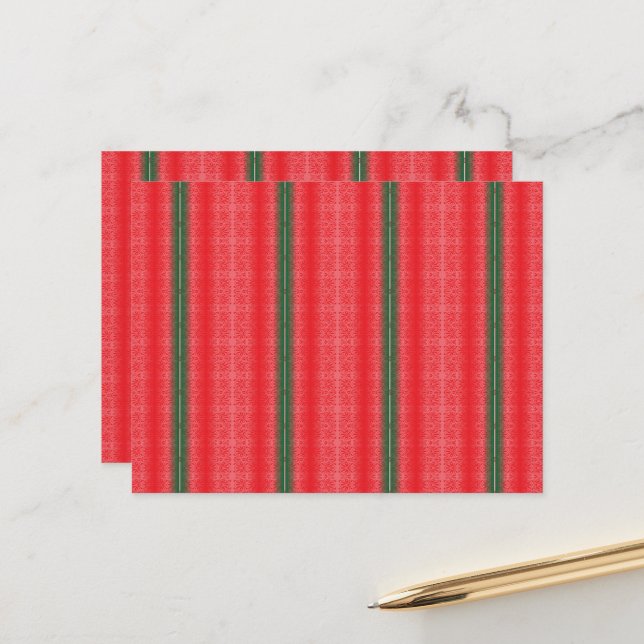 a red and green striped background postcard (Front/Back In Situ)