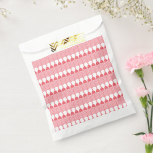 A red and pink geometric pattern featuring interlo favour bag