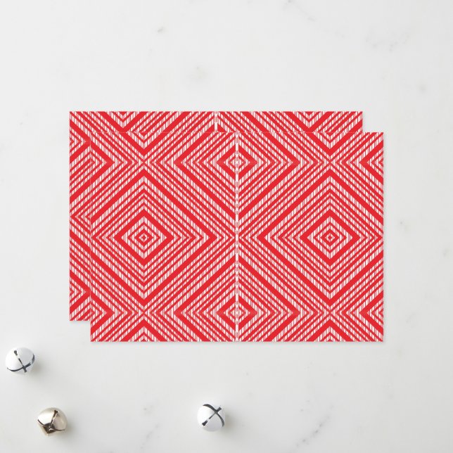 a red and white background with a diamond pattern holiday card (Front/Back In Situ)