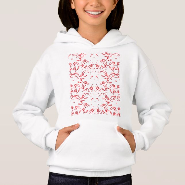 a red and white background with a pattern (Front)