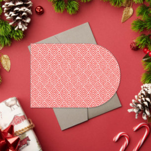 a red and white background with a pattern acrylic invitations