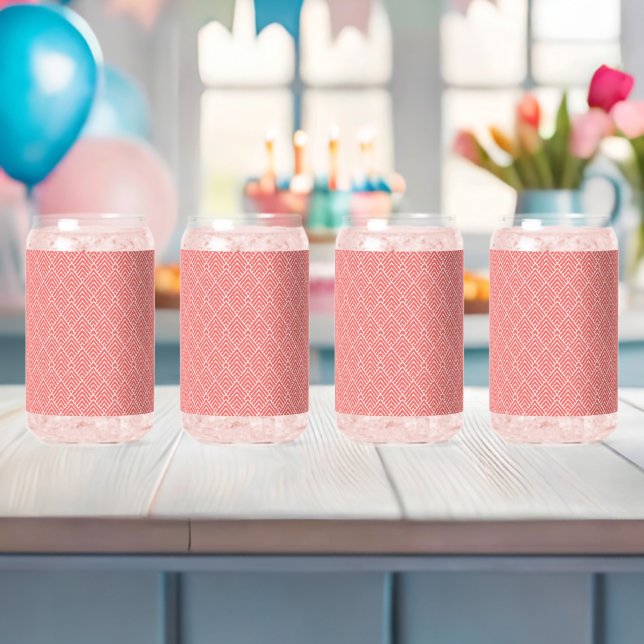 a red and white background with a pattern can glass (Insitu (Baby Shower))