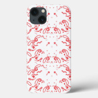 a red and white background with a pattern