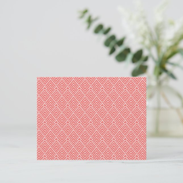 a red and white background with a pattern postcard (Standing Front)