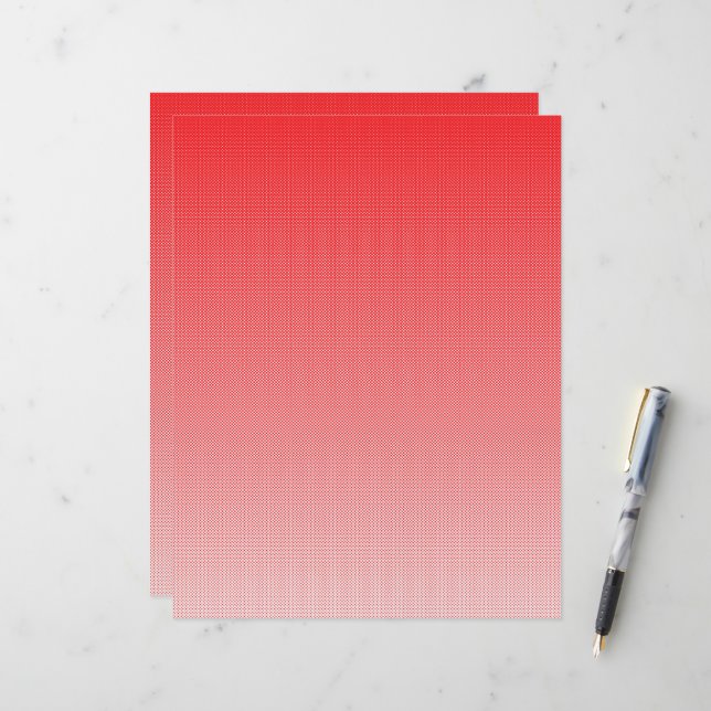 a red and white background with small squares (Front/Back In Situ)