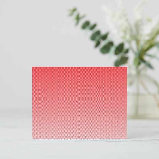 a red and white background with small squares postcard (Standing Front)