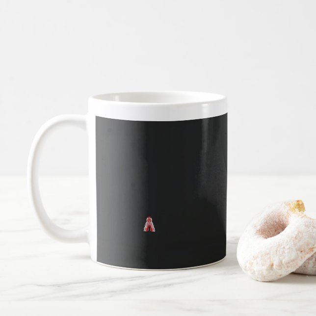 a red and white christmas tree with red flowers coffee mug (With Donut)