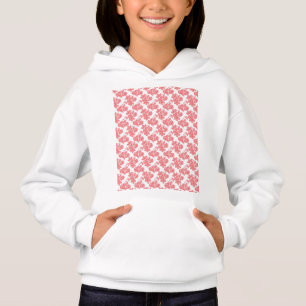 a red and white flower pattern on a white backgrou