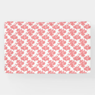 A Red and White Flower Pattern on a White Backgrou Banner