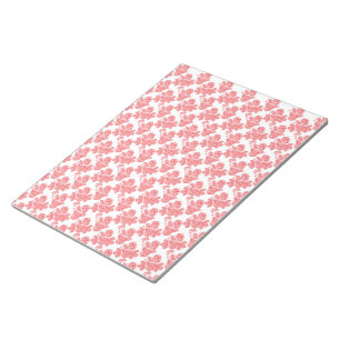 A Red and White Flower Pattern on a White Backgrou Notepad