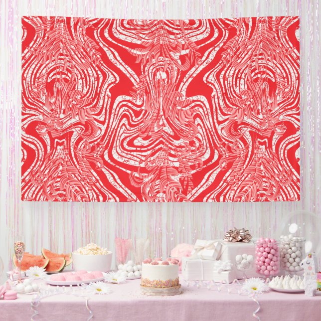 a red and white image of a pattern on a white back banner (Party)