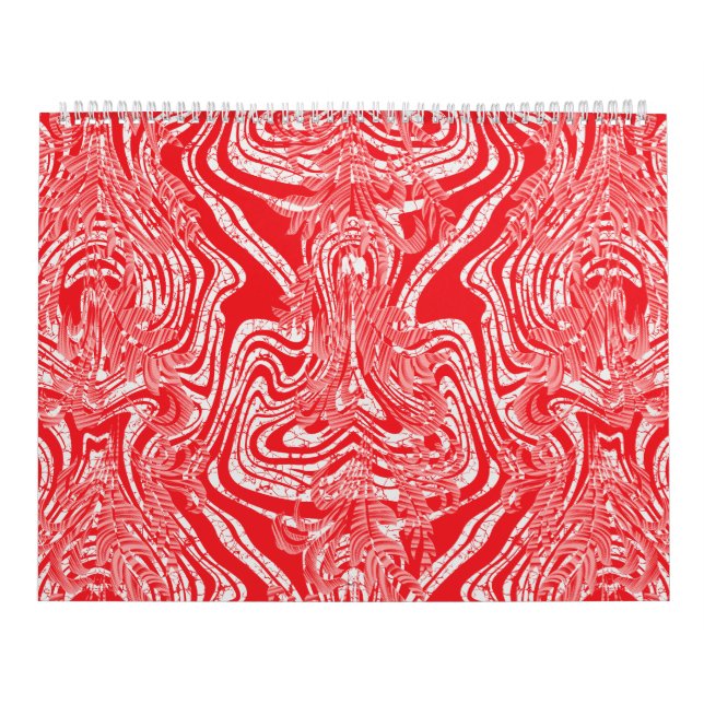 a red and white image of a pattern on a white back calendar (Cover)