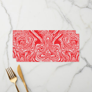 a red and white image of a pattern on a white back menu