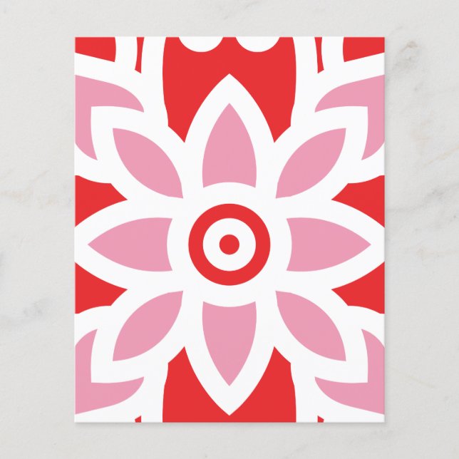 a red and white pattern with a flower on it flyer (Front)