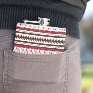a red and white striped pattern hip flask