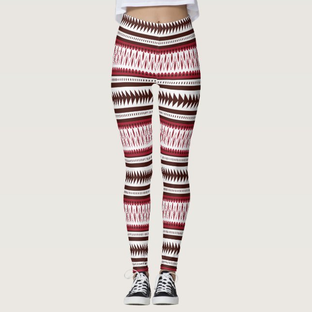 a red and white striped pattern leggings (Front)