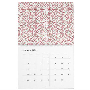 a red and white wallpaper with a pattern on it calendar