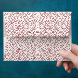 a red and white wallpaper with a pattern on it envelope