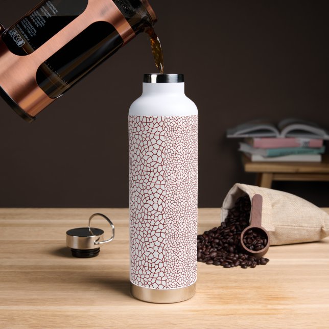 a red and white wallpaper with a pattern on it water bottle (Coffee)