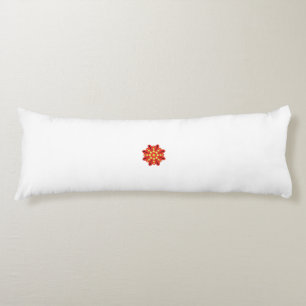 a red and yellow flower with black dots body cushion