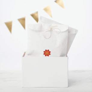 a red and yellow flower with black dots favour bag