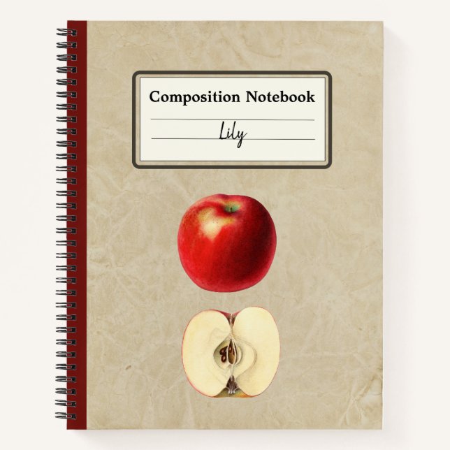 A Red Apple and a Half Personalised Composition Notebook (Front)