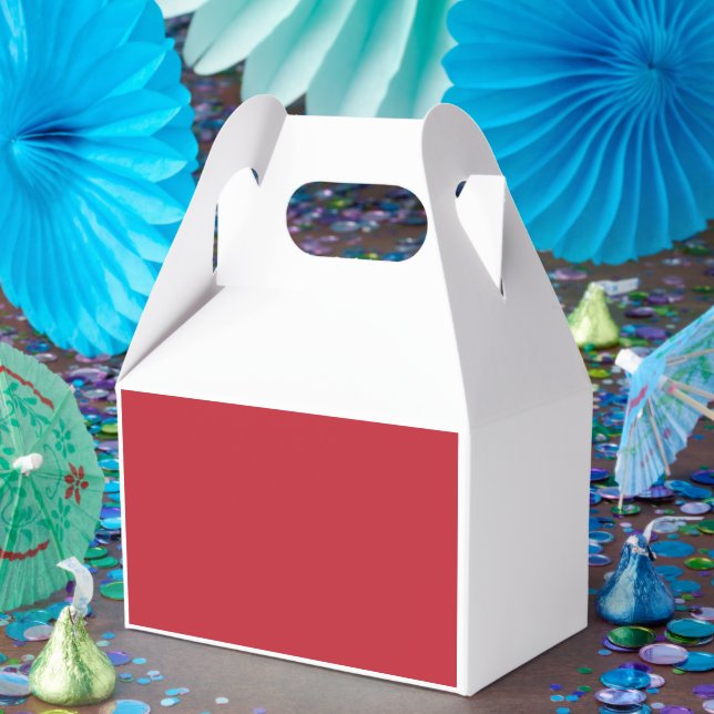 a red background with a favour box (Party)