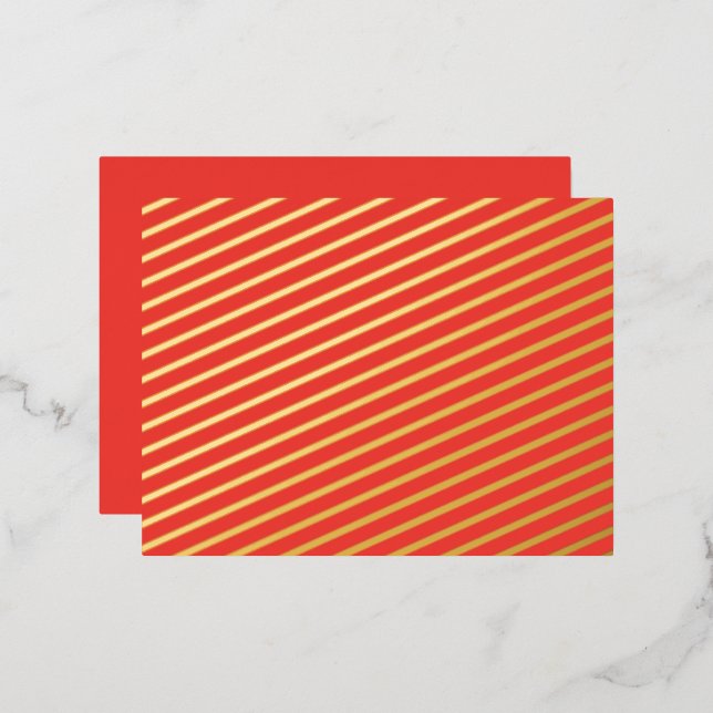 a red background with a white border foil holiday postcard (Front/Back)