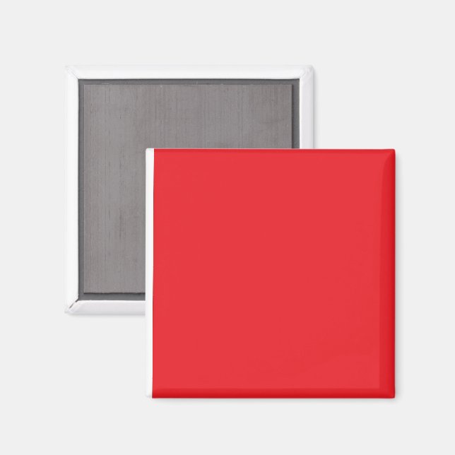 a red background with a white border magnet (Front/Back)