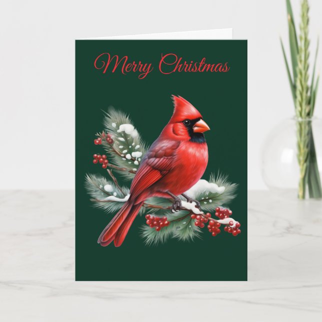 A Red Cardinal Holiday Card (Front)