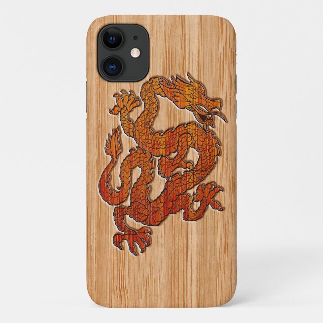 A red Dragon on Bamboo like Case-Mate iPhone Case (Back)