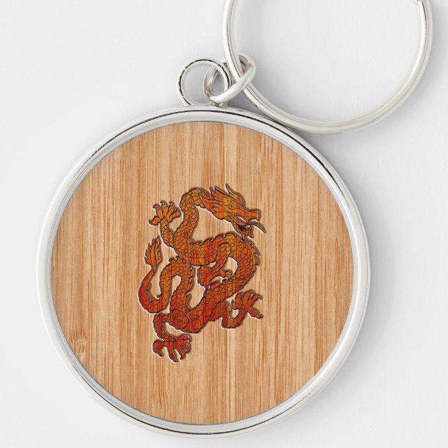 A red Dragon on Bamboo like Key Ring (Front)