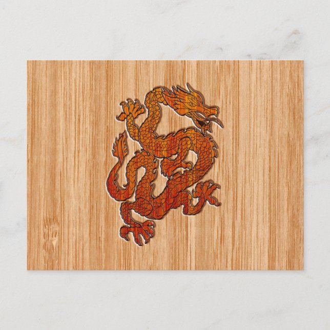 A red Dragon on Bamboo like Postcard (Front)