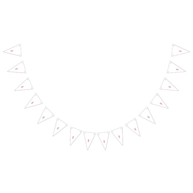 A red floral design prominently displayed on a whi bunting  (All)