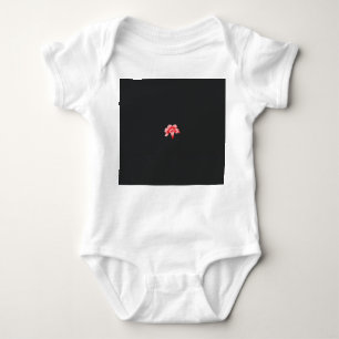 a red flower on a black background baby bodysuit