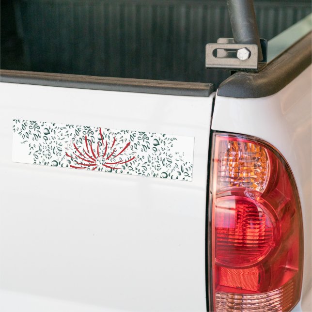 a red flower on a black background bumper sticker (On Truck)