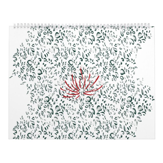 a red flower on a black background calendar (Cover)