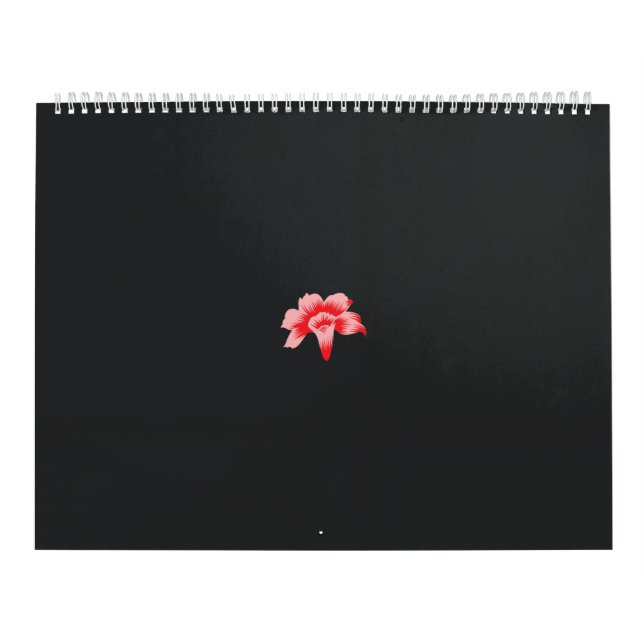a red flower on a black background calendar (Cover)