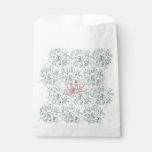 a red flower on a black background favour bag