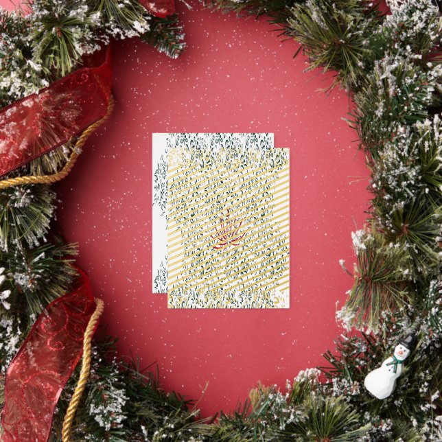 a red flower on a black background foil holiday postcard (Insitu)