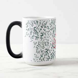 a red flower on a black background magic mug