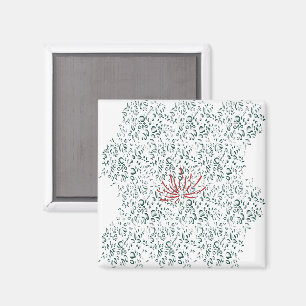 a red flower on a black background magnet