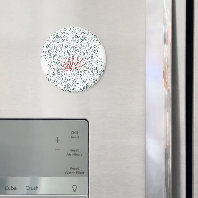 a red flower on a black background magnet (In Situ (Fridge))