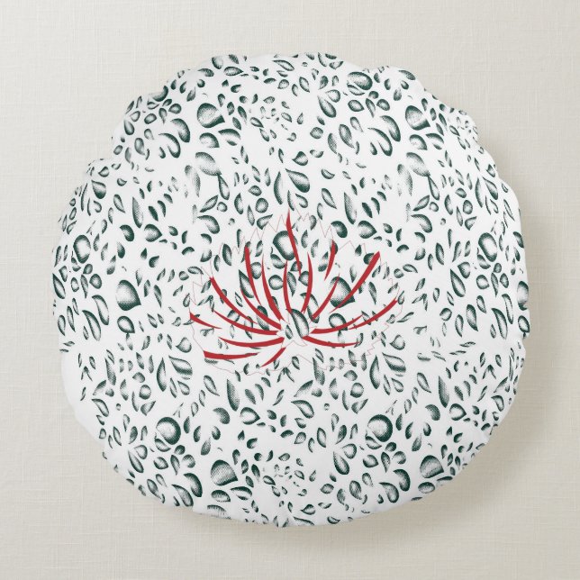 a red flower on a black background round cushion (Front)